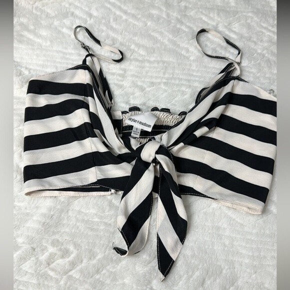 Skylar & Madison Crop Top Mini Black & White Stripes Size‎ Small - Picture 10 of 15